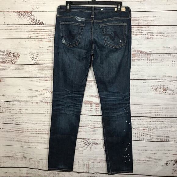 AG Adriano Goldschmied Jean Stlit cigarette paint splatter ripped straight jeans - Picture 2 of 7